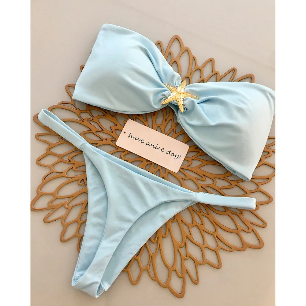 Bandeau Swimsuit Ocean-Inspired Starfish Bikini 2 Piece Swimsuits