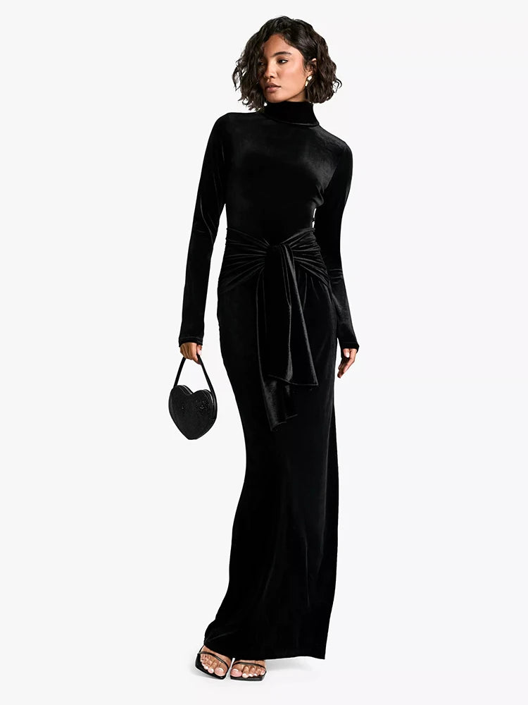 Velvet Elegance Long Winter Dress Velour Evening Gown Velvet