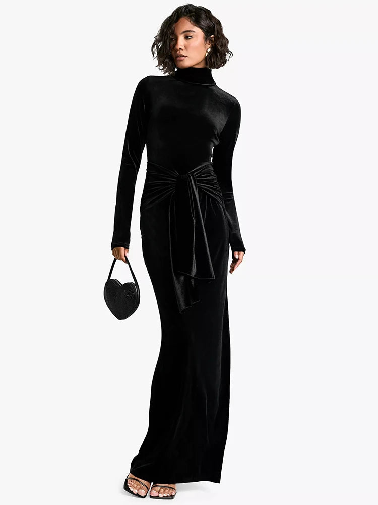 Velvet Elegance Long Winter Dress Velour Evening Gown Velvet