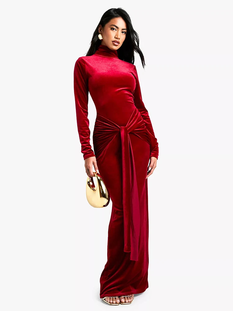 Velvet Elegance Long Winter Dress Velour Evening Gown Velvet