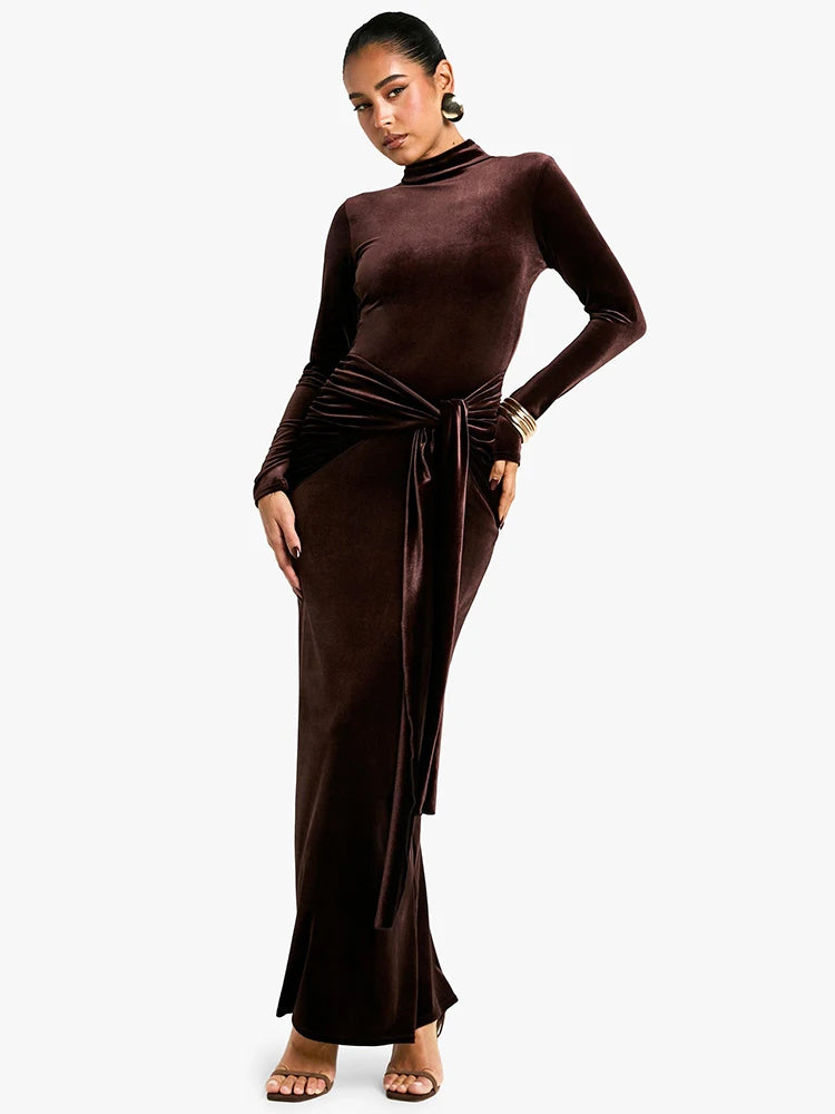 Velvet Elegance Long Winter Dress Velour Evening Gown Velvet