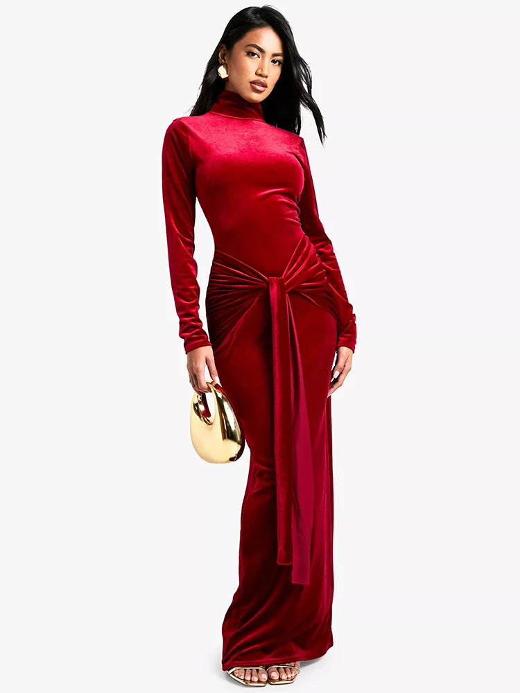 Velvet Elegance Long Winter Dress Velour Evening Gown Velvet