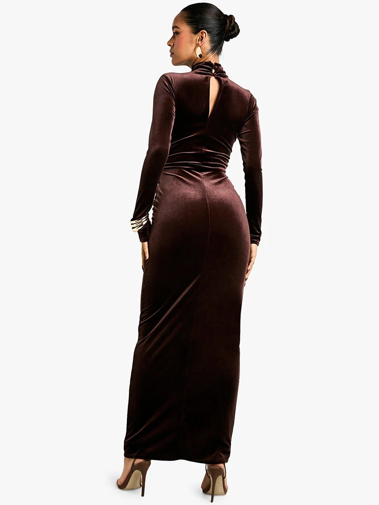 Velvet Elegance Long Winter Dress Velour Evening Gown Velvet