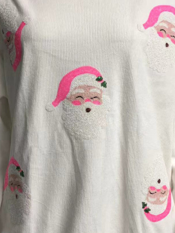 Santa Sequin Pullover - Women’s Christmas Sweater Sweater Xmas