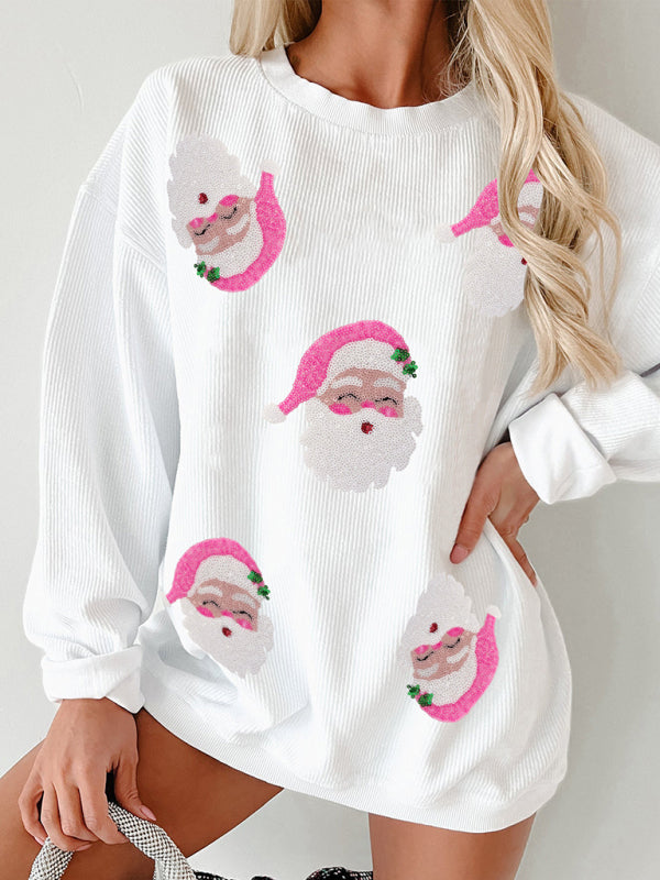 Christmas Santa Sequin Pullover Sweater	