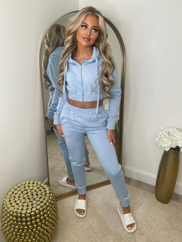 Women's Crop Hoodie & Joggers Set Tracksuit Sweatpants Matching