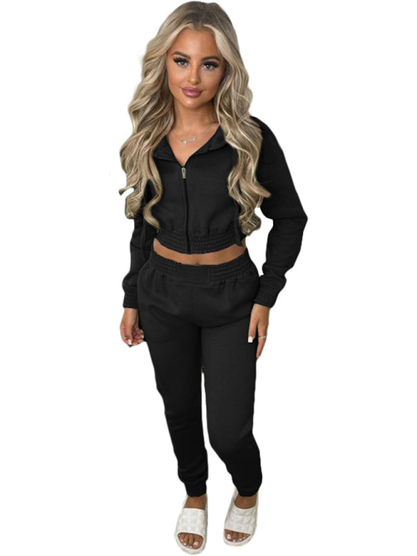 Women's Crop Hoodie & Joggers Set Tracksuit Sweatpants Matching