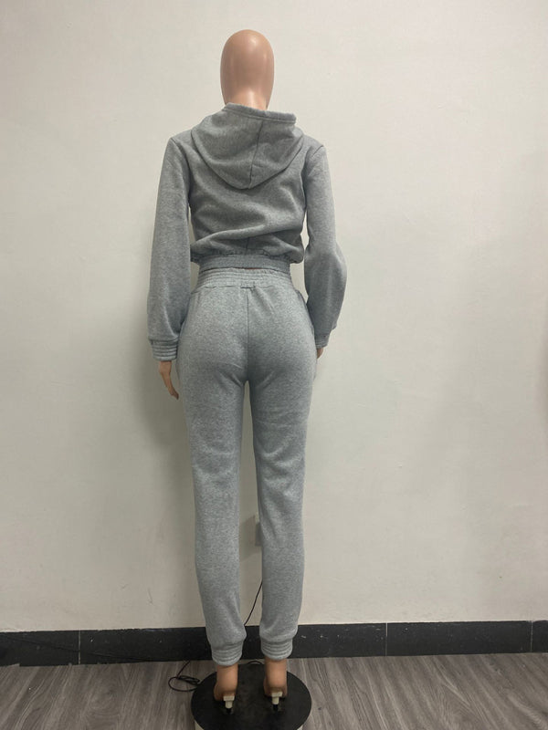 Women's Crop Hoodie & Joggers Set Tracksuit Sweatpants Matching