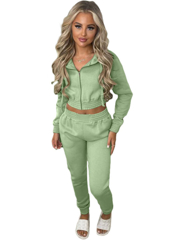 Women's Crop Hoodie & Joggers Set Tracksuit Sweatpants Matching