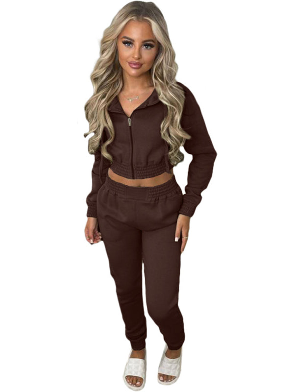 Women's Crop Hoodie & Joggers Set Tracksuit Sweatpants Matching