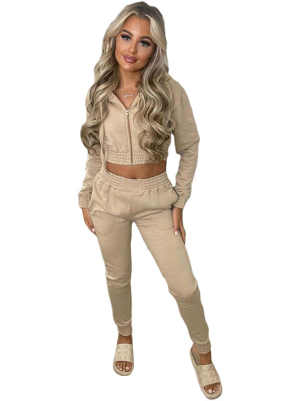 Women's Crop Hoodie & Joggers Set Tracksuit Sweatpants Matching