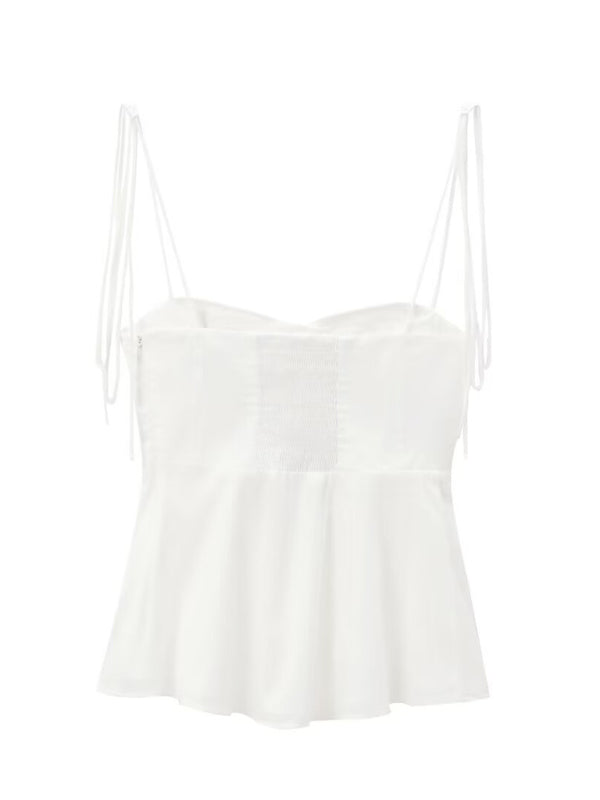 Summer Bustier Solid Cami Peplum Top Cami Tops