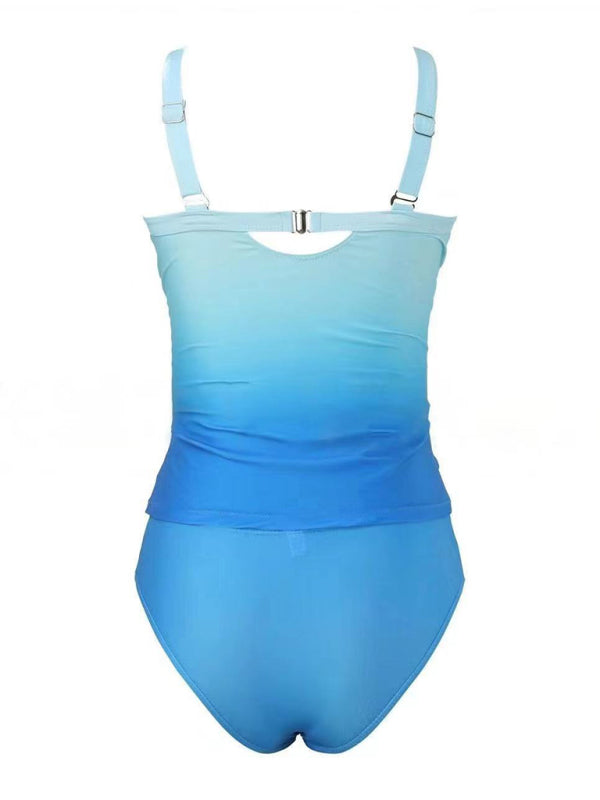 Surf Gradient Tankini Ombre Beach Swimsuit Swimwear