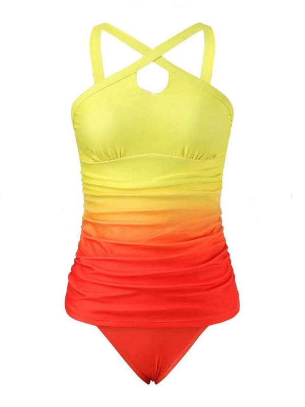 Surf Gradient Tankini Ombre Beach Swimsuit Swimwear