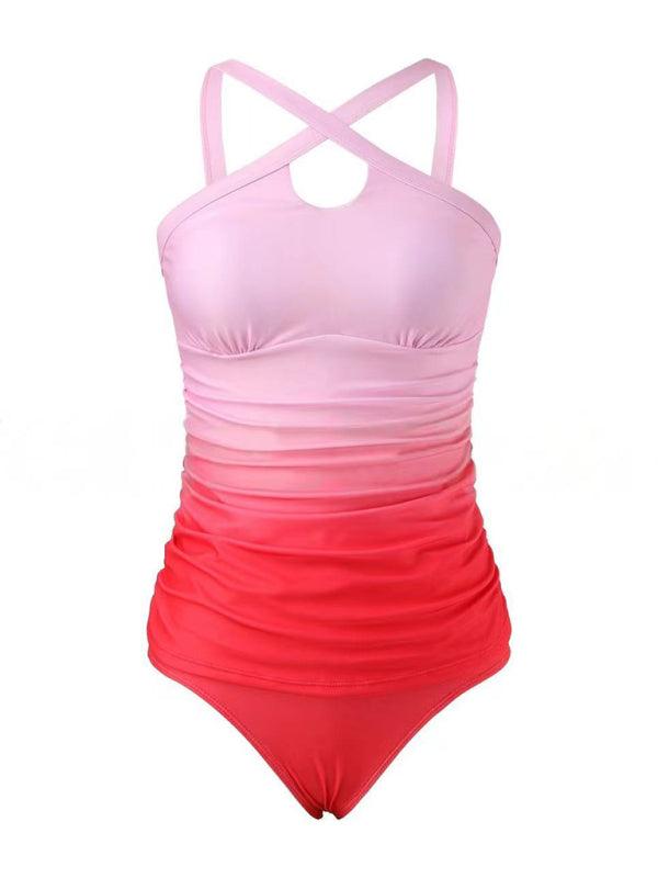 Surf Gradient Tankini Ombre Beach Swimsuit Swimwear