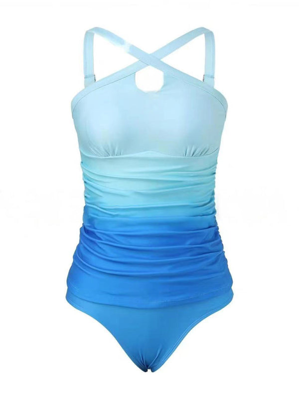 Surf Gradient Tankini Ombre Beach Swimsuit Swimwear