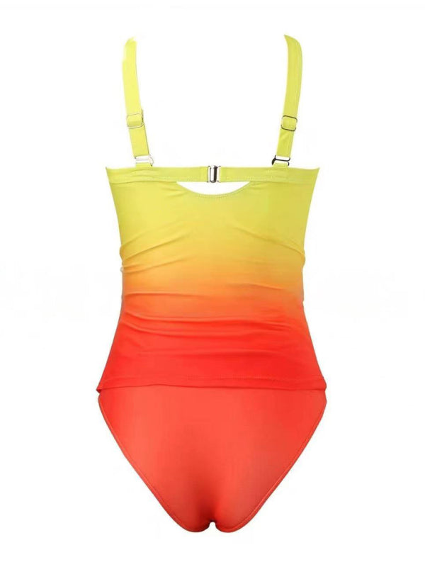 Surf Gradient Tankini Ombre Beach Swimsuit Swimwear