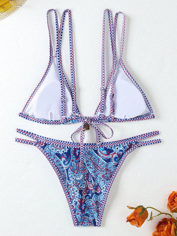 Paisley Swimsuit Triangle Bikini Top & Bottoms 2 Piece Bikinis