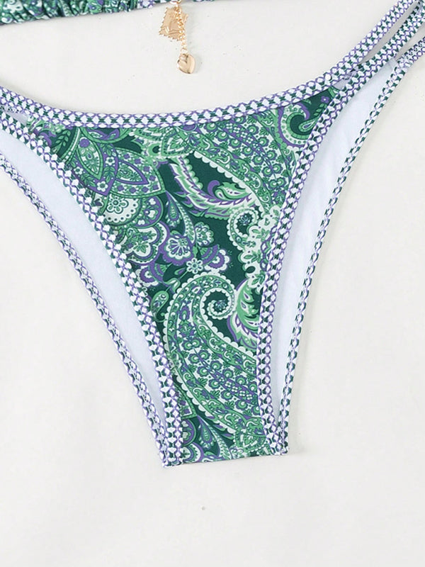 Paisley Swimsuit Triangle Bikini Top & Bottoms 2 Piece Bikinis