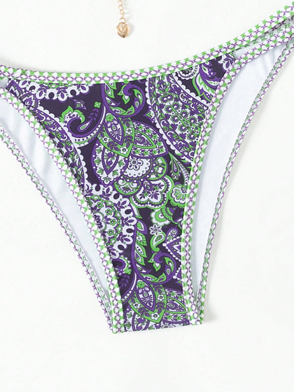 Paisley Swimsuit Triangle Bikini Top & Bottoms 2 Piece Bikinis