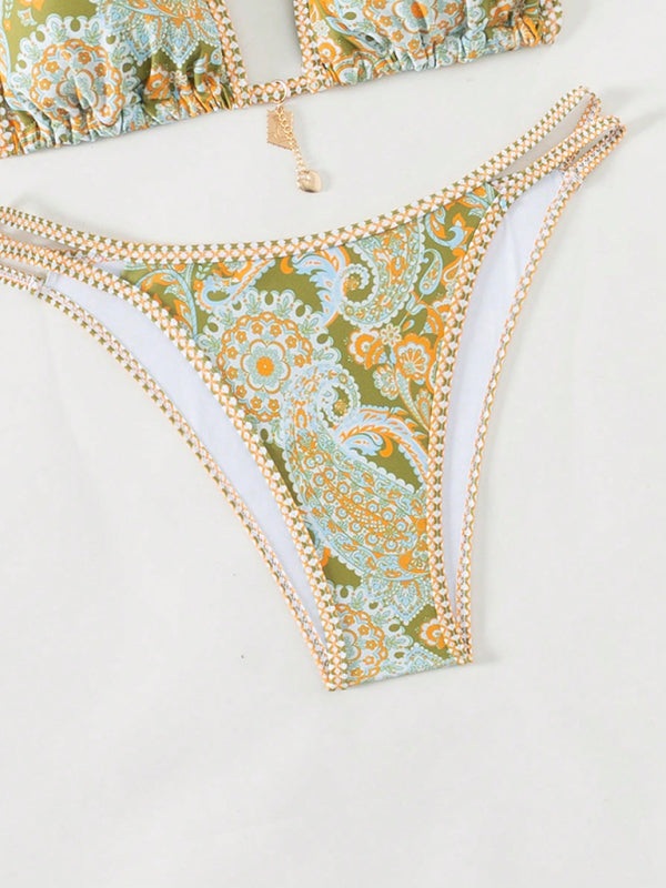 Paisley Swimsuit Triangle Bikini Top & Bottoms 2 Piece Bikinis