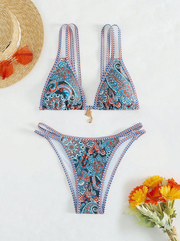 Paisley Swimsuit Triangle Bikini Top & Bottoms 2 Piece Bikinis