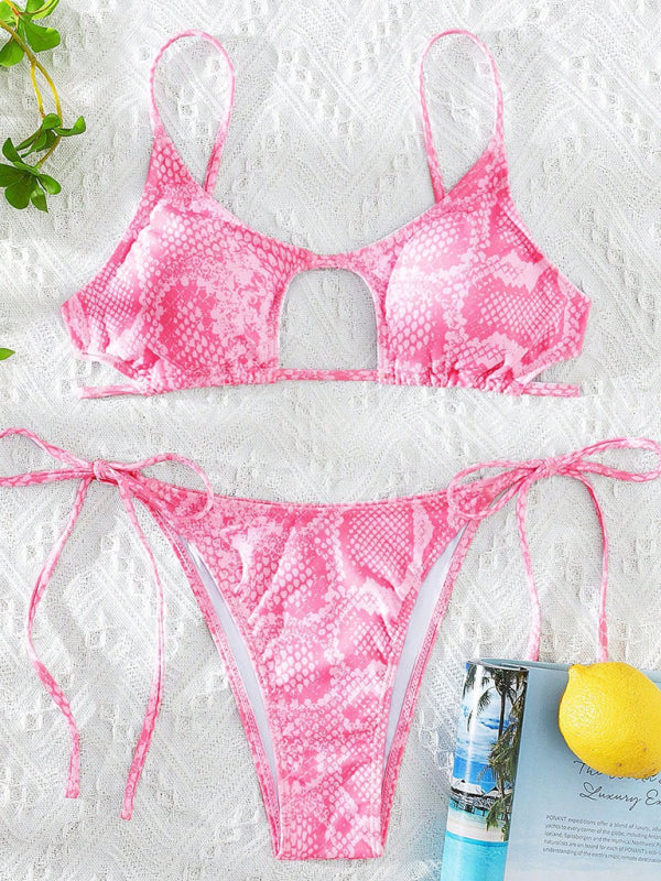 Vibrant Pink Snake Bikini 2-Piece Swimsuit Swimsuits