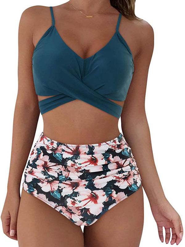 Floral High-Waist Swimwear 2-Piece Tankini Swimwear