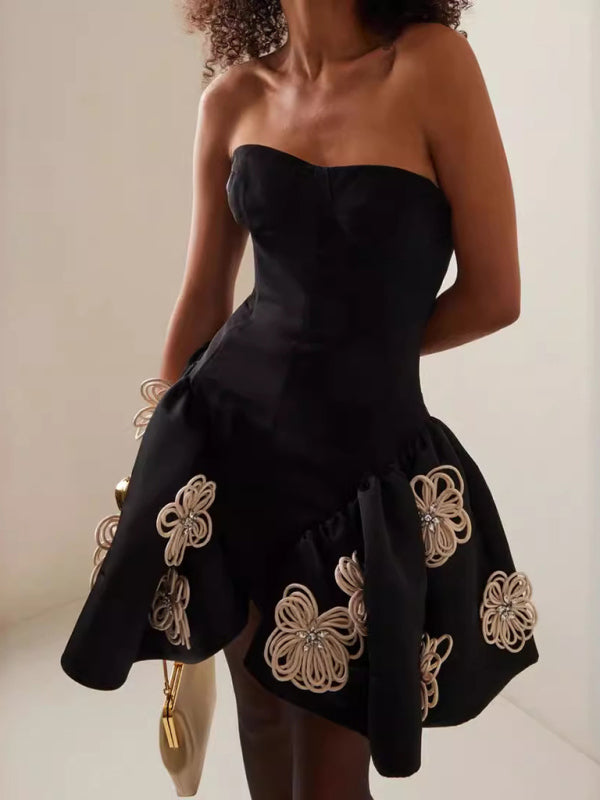 Strapless Bustier Puff Mini Dress for Prom & Gala Events	