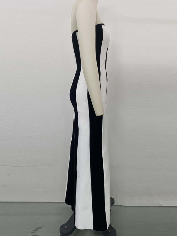 Vertical Stripe Tube Long Dress Tube Dresses