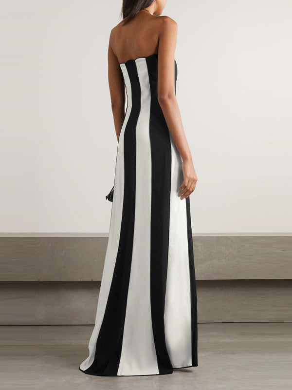 Vertical Stripe Tube Long Dress Tube Dresses