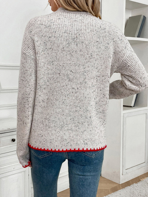 Casual Heart Patch Jumper High-Neck Sweater Sweaters