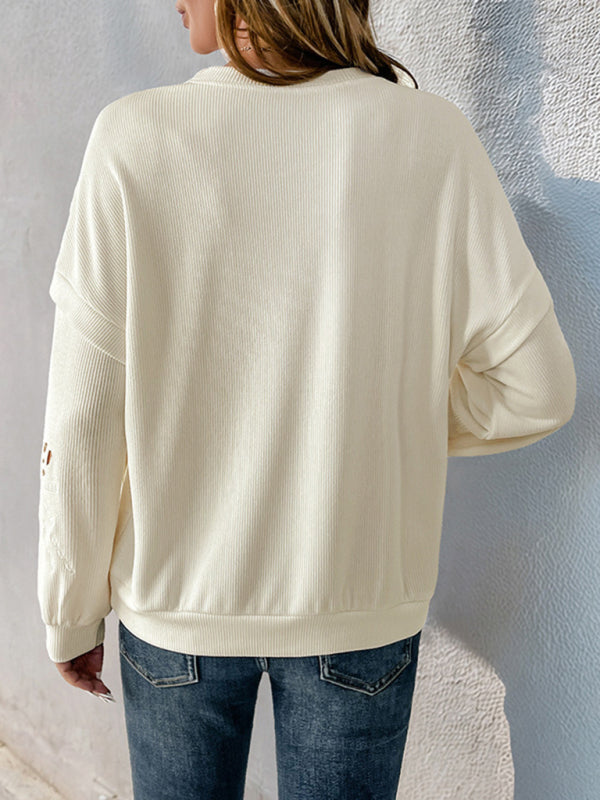 Embroidered Casual Oversized Sweater for All Seasons Sweaters