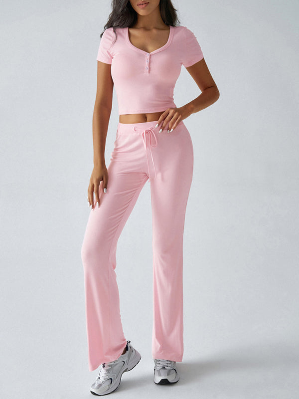  Casual Tee & Flare Pants Ensemble	