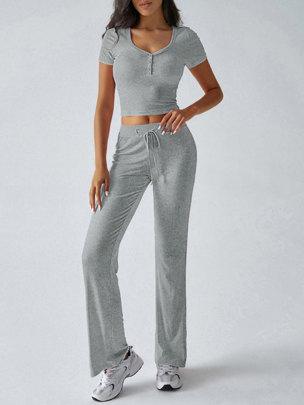 Casual Matching Set Tee & Flared Pants for Every Day Matching