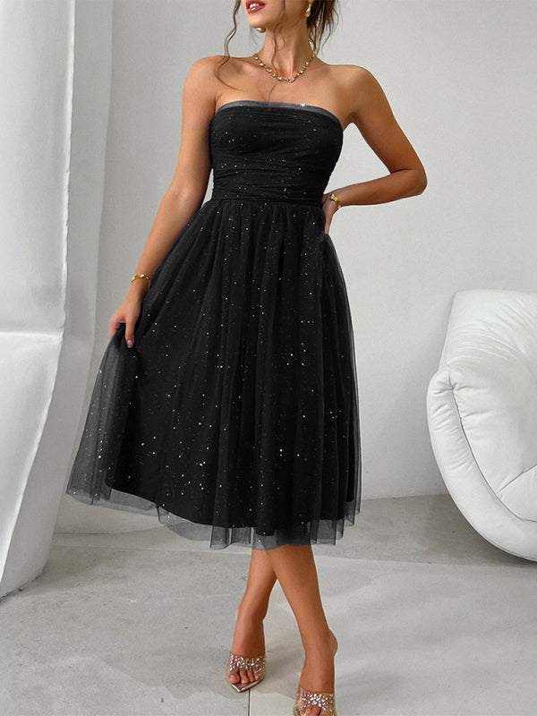 Sparkly Midi Dress with Bow Back	