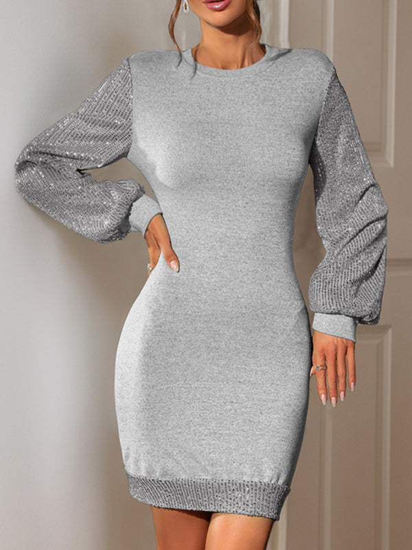 Sequin Sleeve Cocktail Sweater Dress Party Winter Dress