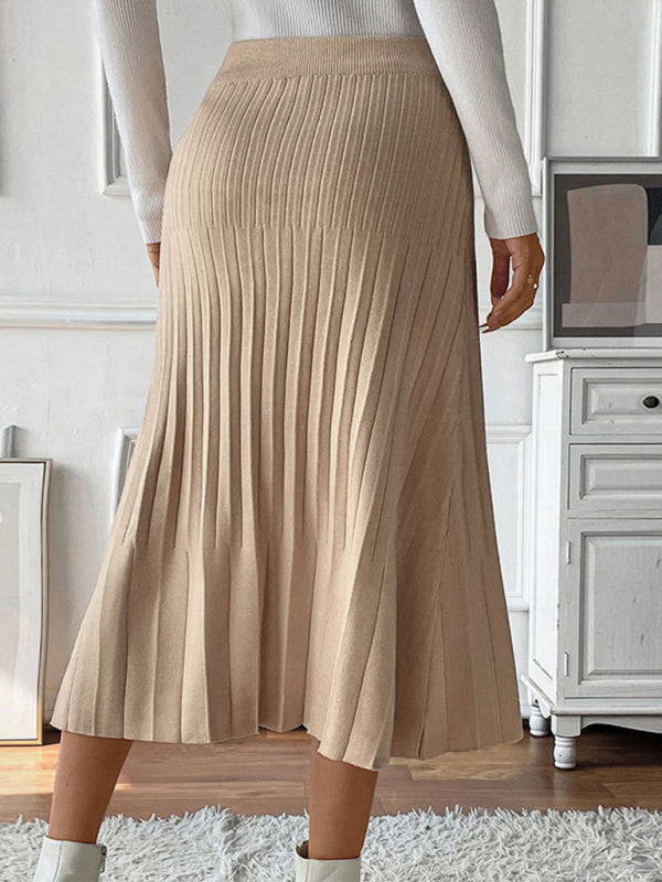 Camel Pleated Midi Skirt for Work & Events Midi Skirts