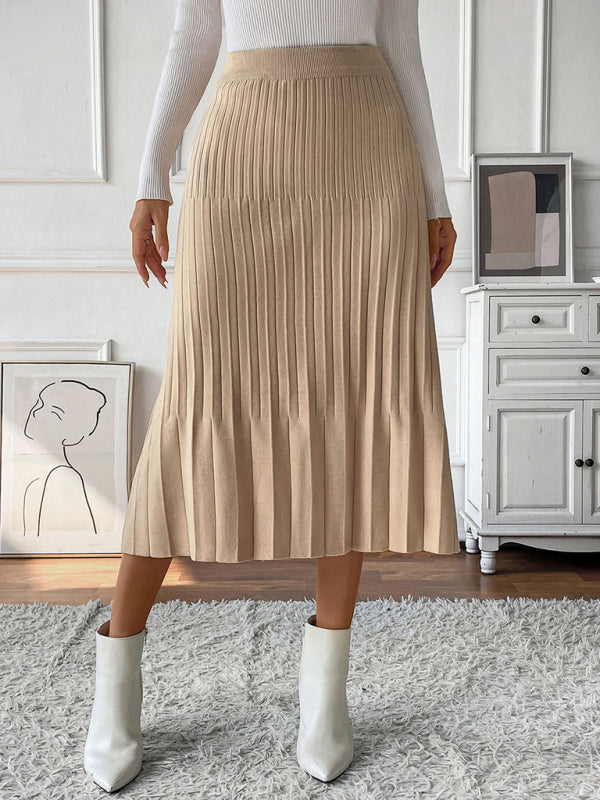 Camel Pleated Midi Skirt for Work & Events Midi Skirts