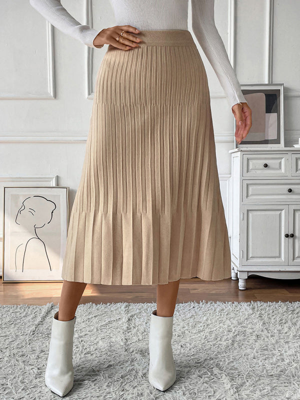 Camel Pleated Midi Skirt for Work & Events Midi Skirts