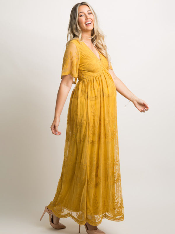 Maternity Lace Maxi Dress for Elegant Moms-to-Be Maternity