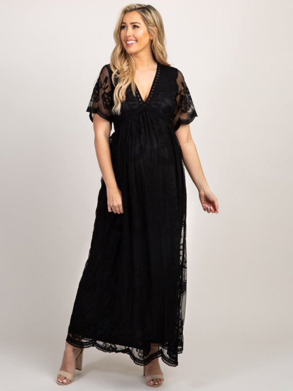 Maternity Lace Maxi Dress for Elegant Moms-to-Be Maternity