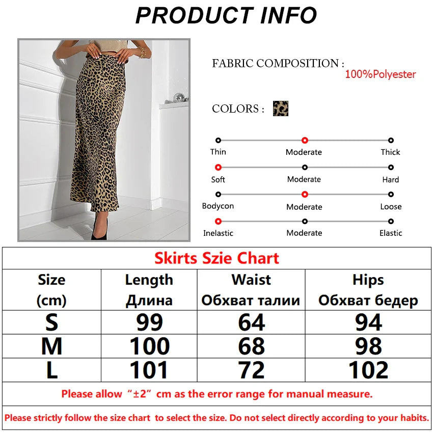 Women Mermaid Leopard Print Maxi Skirt Maxi Skirts