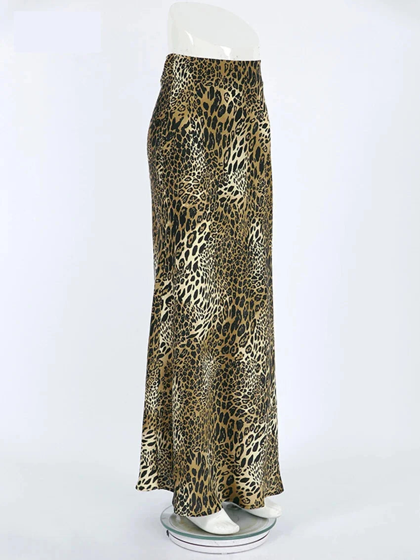 Women Mermaid Leopard Print Maxi Skirt Maxi Skirts