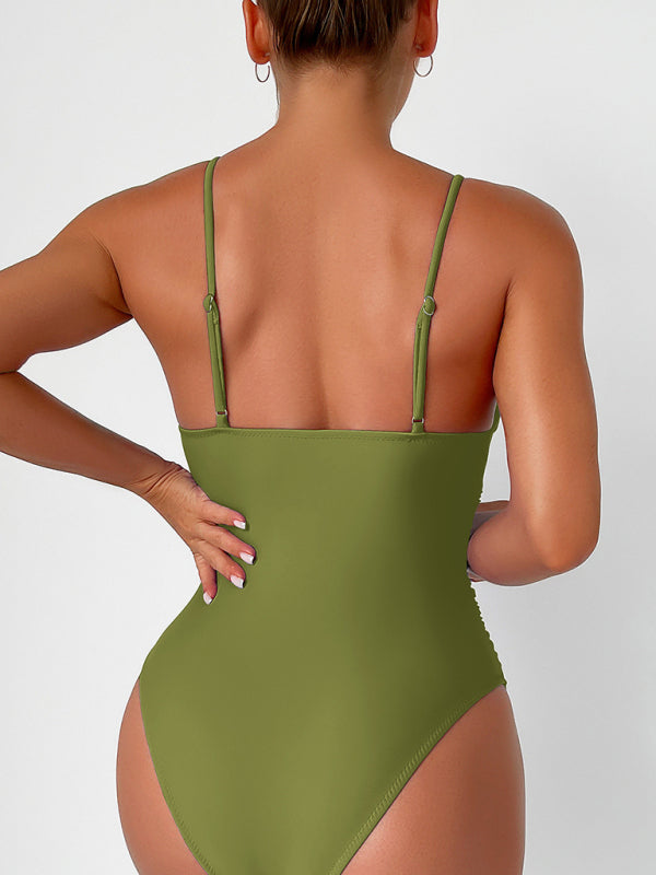 Sculpted Silhouette Tummy Control Solid Ruched One-Piece Swimwear