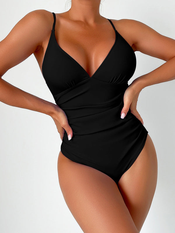 Sculpted Silhouette Tummy Control Solid Ruched One-Piece Swimwear