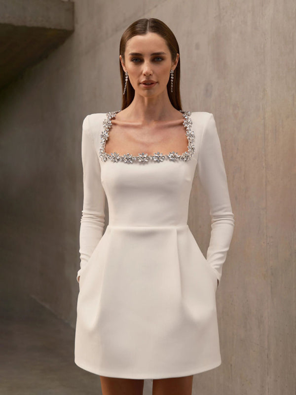 Elegant Crystal-Neckline Dress Victorian Inspired Gown Elegant