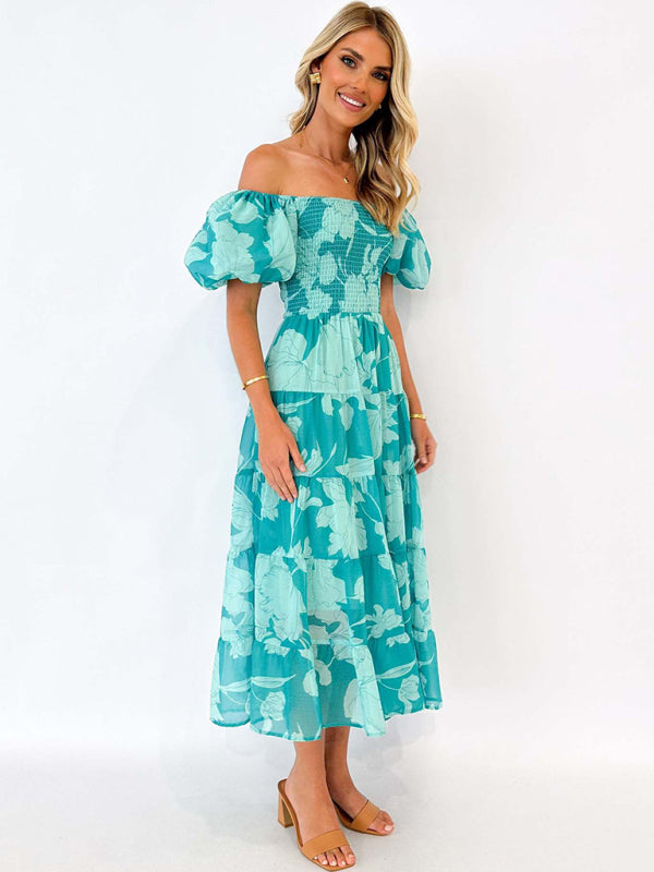 Flowing Boho Floral Off-Shoulder Midi Dress Floral Dresses