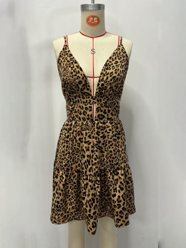 Leopard Print Sundress Animal Print Dress for Festivals Sun