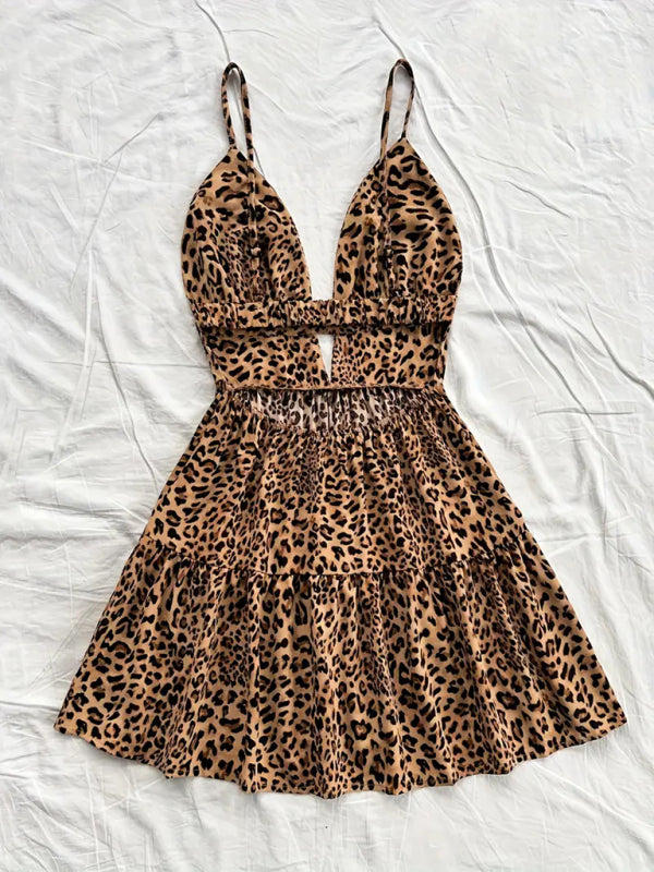 Leopard Print Sundress Animal Print Dress for Festivals Sun